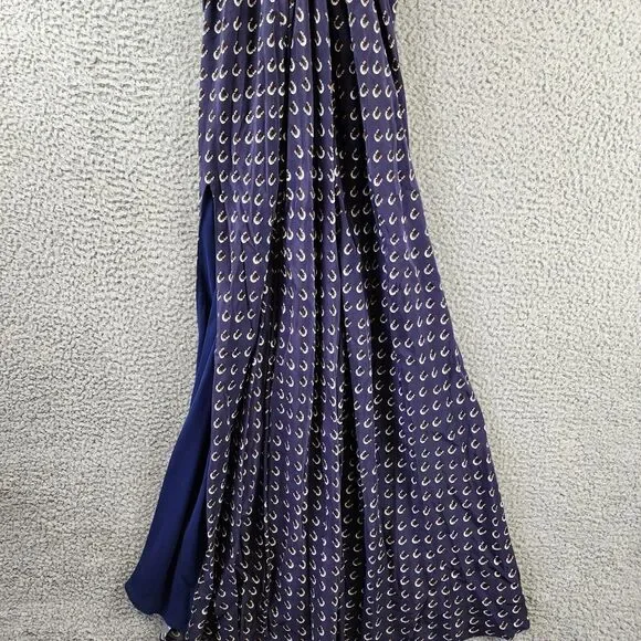 STAUD Bellamy Printed Lace-up Maxi Dress Women's L Navy Calico Sleeveless Slit~ - Picture 13 of 13
